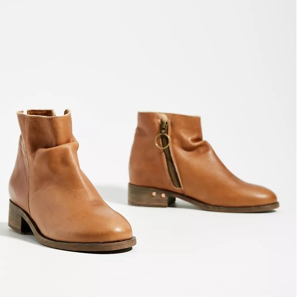 Beek Quail Slouchy Zip Bootie Saddle Brown Leather Round Toe Ankle Boots - Picture 6 of 14